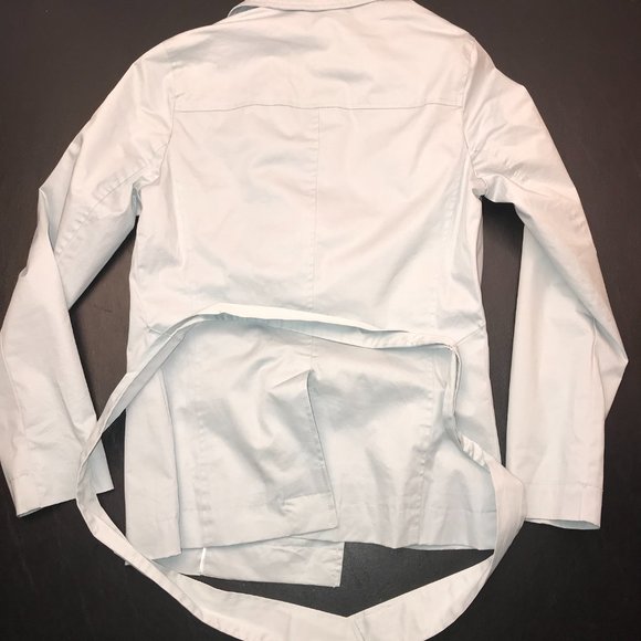 Gap Women's Pea Coat Jacket Size S Light Blue with Tie and Buttons - Picture 3 of 16